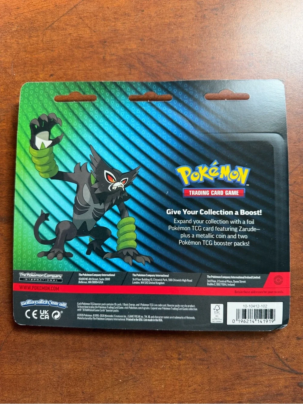 Authentic Pokemon blister with Zarude Promo Card - Chaos and pitch black